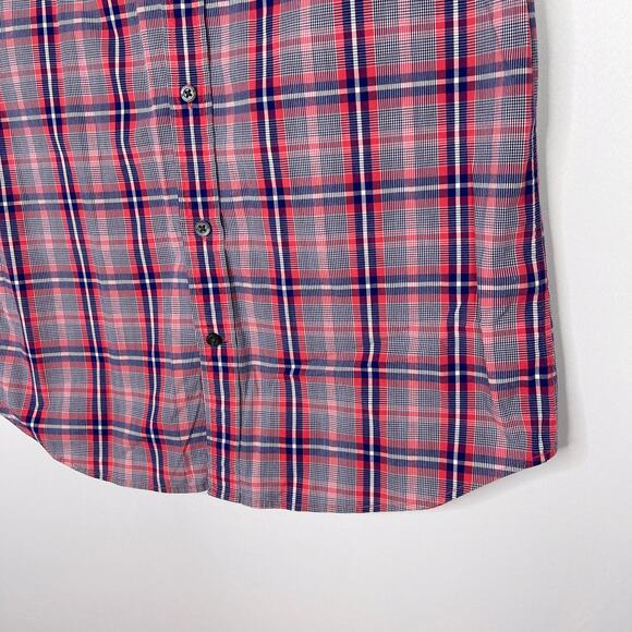 Banana Republic Mens M 15-15.5 Pink Blue Plaid Short Sleeve Button Down Shirt - Picture 4 of 8